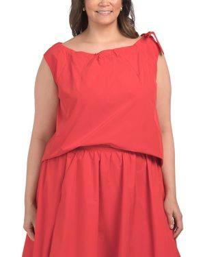 TJ Maxx Plus Poplin Bow Top For Polyester - Red