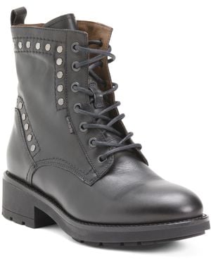 TJ Maxx Leather Studded Combat Booties For - Black