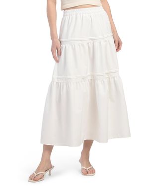 TJ Maxx Tiered Maxi Skirt For Polyester - White