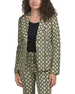 TJ Maxx Retro Print Button Front Blazer, Polyester - Multicolor