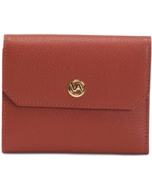 TJ Maxx Leather Triple Entry Medium Tooled Wallet - Red