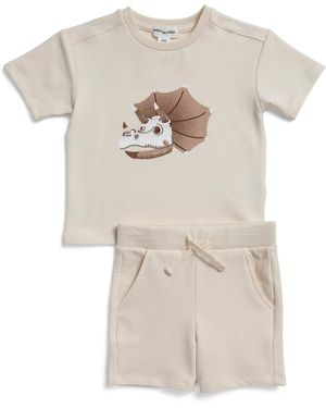 TJ Maxx Infant Boys 2Pc Triceratops Fossil Top And Shorts Set, Cotton - White