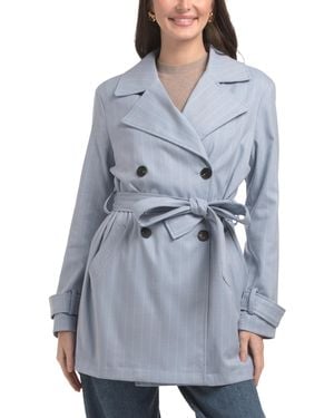 TJ Maxx Striped Double Breasted Soft Trench Coat For Spandex/Polyester/Viscose - Gray