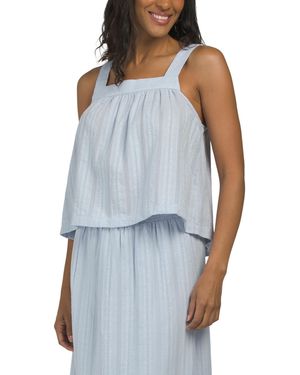 TJ Maxx Woven Jacquard Tank Top, Cotton - Blue