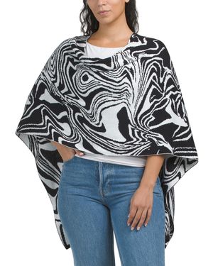 TJ Maxx Cotton And Cashmere Reversible Swirl Topper Poncho With Swirls For Cotton/Cashmere - Gray