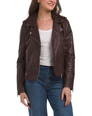 TJ Maxx Leather Morgan Jacket, Nylon/Polyester/Leather - Black