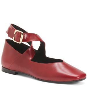 TJ Maxx Leather Flats With Ankle Strap For - Red