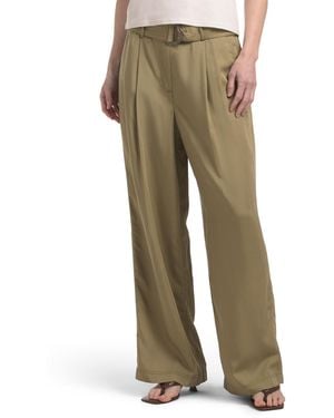 TJ Maxx Tencel Garment Wash Wide Leg Pull On Pants With Belt For - Green