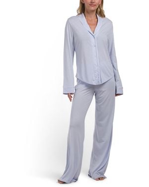 TJ Maxx 2Pc Pima Cotton Lusso Pajama Top And Pants Set For Pima Cotton/Modal - Blue