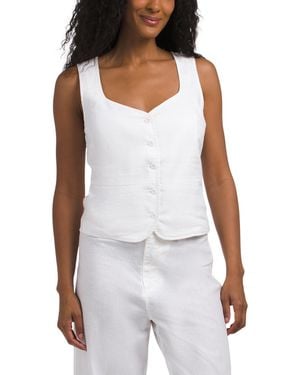 TJ Maxx Linen Blend Honey Button Up Vest For Cotton/Linen - White