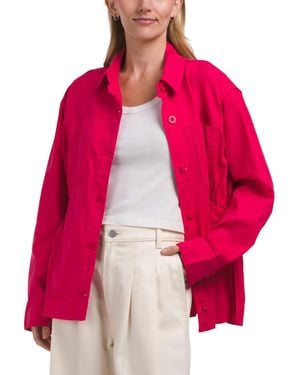 TJ Maxx Relaxed Shacket, Cotton/Linen - Red