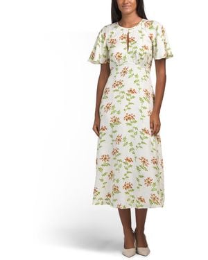 TJ Maxx Silk Pascal Valerian Print Dress For Polyester - Metallic