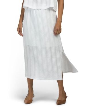 TJ Maxx Woven Jacquard Midi Skirt, Cotton - White