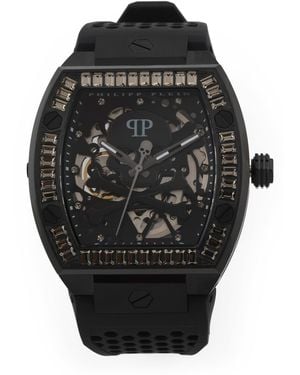 TJ Maxx The Skeleton Automatic Silicone Band Watch - Black