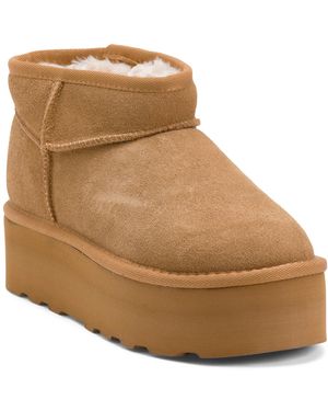 TJ Maxx Suede Hippy Platform Lined Booties For - Natural