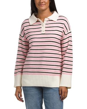 TJ Maxx Striped Polo Sweater, Polyester/Acrylic - Red