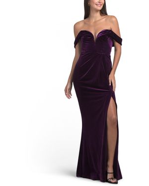 TJ Maxx Plunging Velvet Gown For Polyester - Purple