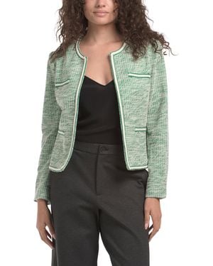 TJ Maxx Stretch Boucle Knit Jacket With Braided Trim For Spandex/Polyester/Rayon - Green