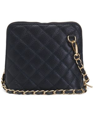 TJ Maxx Leather Quilted Zip Around Crossbody, Leather - Blue