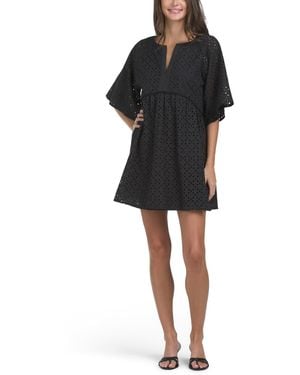 TJ Maxx Eyelet Day Mini Dress For Cotton - Black