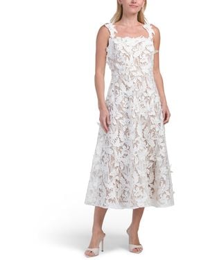 TJ Maxx Lace Guipure Sleeveless A-Line Midi Cocktail Dress For Polyester - White
