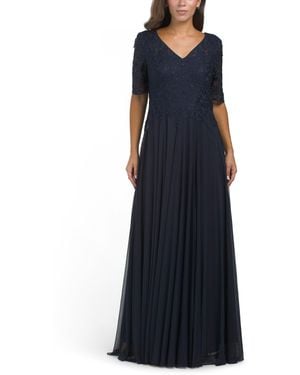 TJ Maxx Lace A-Line Gown For Spandex/Polyester - Blue