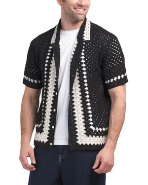 TJ Maxx Crochet Button Down Sweater For Cotton/Acrylic - Black