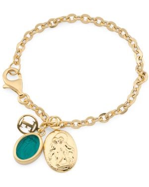 TJ Maxx 18Kt Plated Venetian Glass Charm Bracelet - Metallic