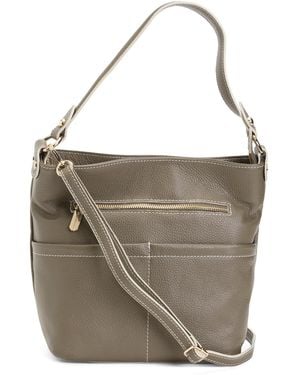 TJ Maxx Leather Double Pocket Hobo For Leather - Metallic