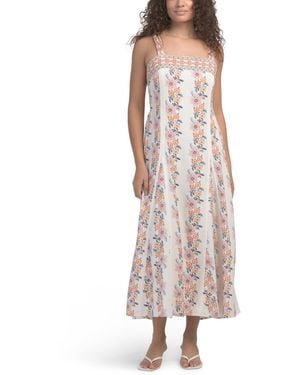 TJ Maxx Sleeveless Cascading Floral Maxi Dress For Cotton/Linen/Rayon - Multicolor