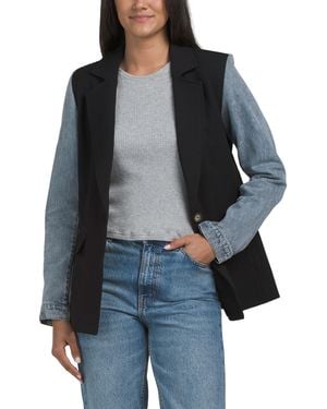 TJ Maxx Mix Denim Helen Blazer For Spandex/Cotton/Polyester - Black