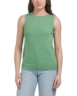 TJ Maxx Merino Wool Crew Neck Sleeveless Basic Pullover - Green
