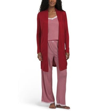 TJ Maxx 3Pc Sweater Knit Cardigan Camisole And Pants Set For Polyester/Rayon - Red