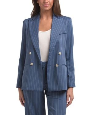 TJ Maxx Pinstripe Blazer, Polyester/Rayon - Blue