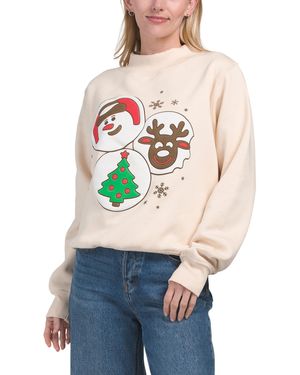 TJ Maxx Christmas Cookies Mock Neck Sweatshirt For Cotton/Polyester - Natural