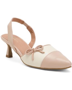 TJ Maxx Leather Little Bow Sling Pumps For - Natural