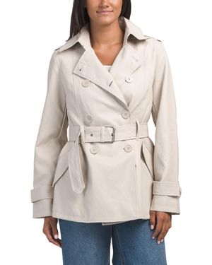 TJ Maxx Belted Trench Jacket, Cotton/Polyester/Leather - Natural