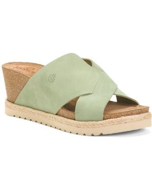 TJ Maxx Leather Crossband Wedge Sandals For - Green