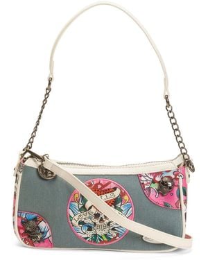 TJ Maxx Mina Denim Tattoo Baguette Shoulder Bag For Leather - Multicolor