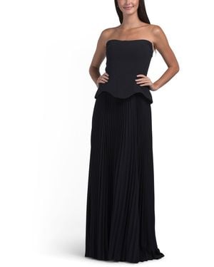 TJ Maxx Strapless Corset Top Pleated Gown For Polyester - Black
