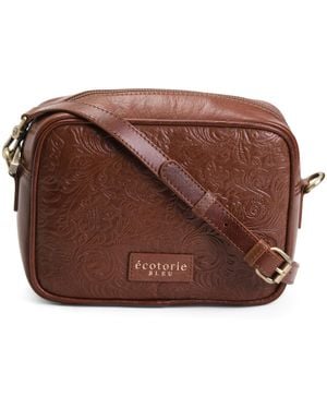 TJ Maxx Leather Knoxville Tooled Crossbody Bag, Leather - Brown