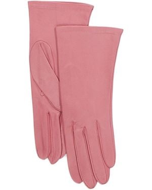 TJ Maxx Leather Short Gloves With Silk Lining For - Pink