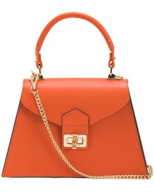 TJ Maxx Leather Crocodile Satchel, Leather - Orange