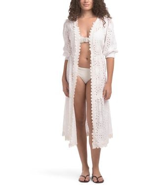 TJ Maxx Cotton Eyelet Maxi Cover-Up For - White