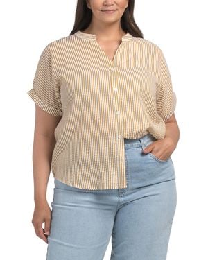 TJ Maxx Plus Split Neck Top For Polyester - Blue