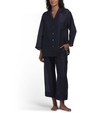 TJ Maxx 2Pc Silk And Linen Blend Casablanca Pajama Set For - Blue