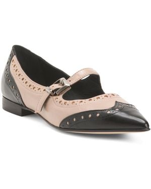 TJ Maxx Leather Perforated Pointy Mary Jane Shoes For - Black