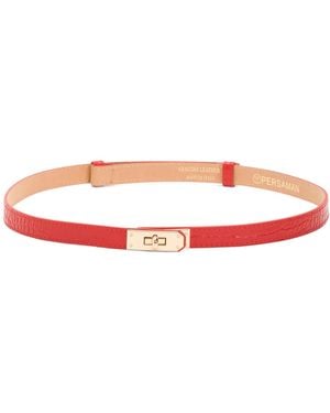 TJ Maxx Leather Croc Embossed Adjustable Belt For Leather - Red
