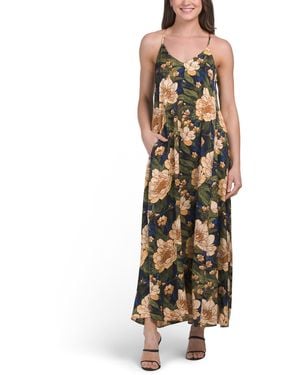 TJ Maxx Printed Satin Maxi Dress For Polyester - Blue