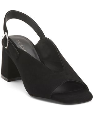 TJ Maxx Suede Polina Peep Toe Slingback Heels For Leather/Suede - Black